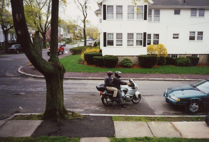 Fred and I heading off to work on a cold rainy day (circa 2001ish). One of many rides to work on the back of the BMW. My helmet wasn't as nice as his, as I got all the wind, rain, bugs or whatever. I remember as I mounted the bike he would always say "gin